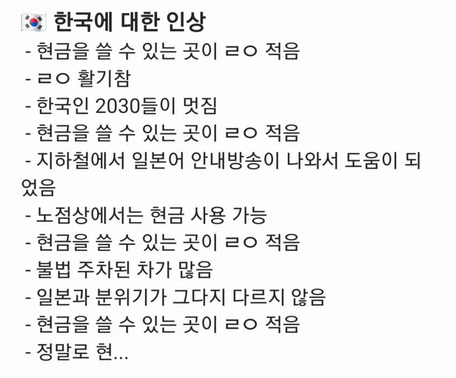 최근 한국을 다녀간 일본인의 후기.jpg