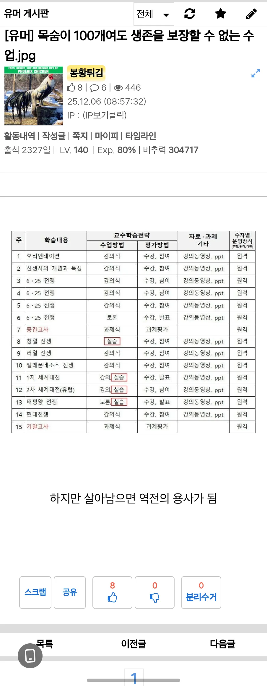 목숨이 100개여도 생존을 보장할 수 없는 수업.jpg
