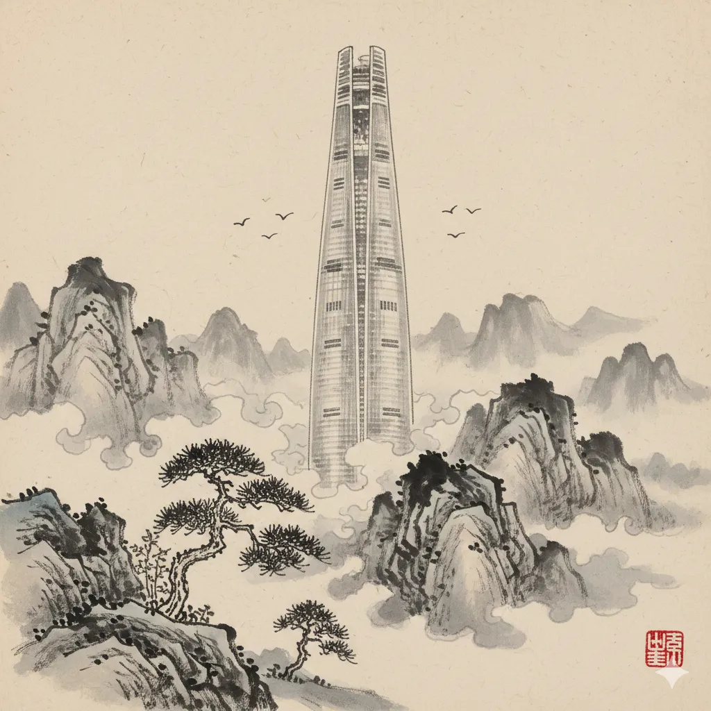 AI가 그린 롯데타워 그림