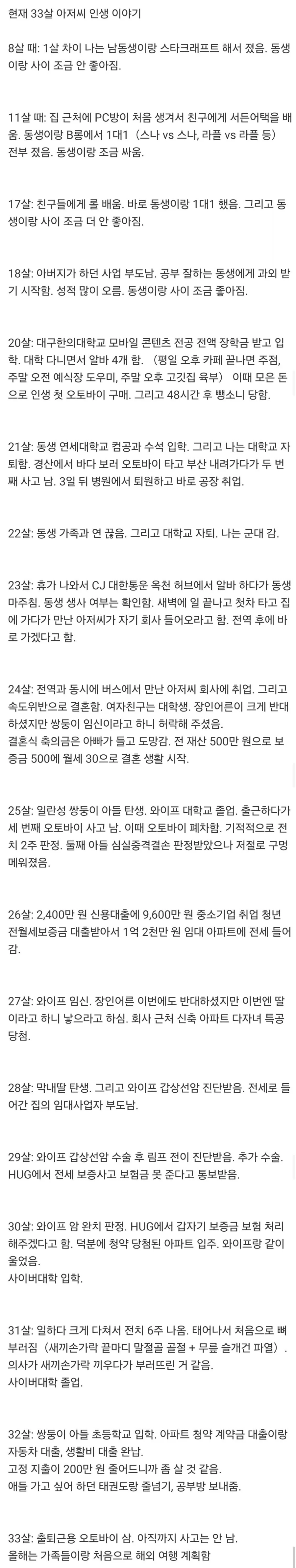 33살 아저씨의 인생
