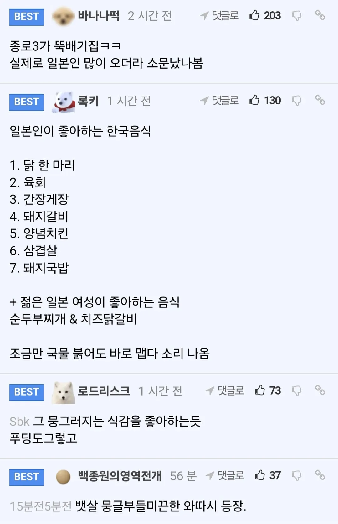서울 방문한 일본인들의 조식 코스