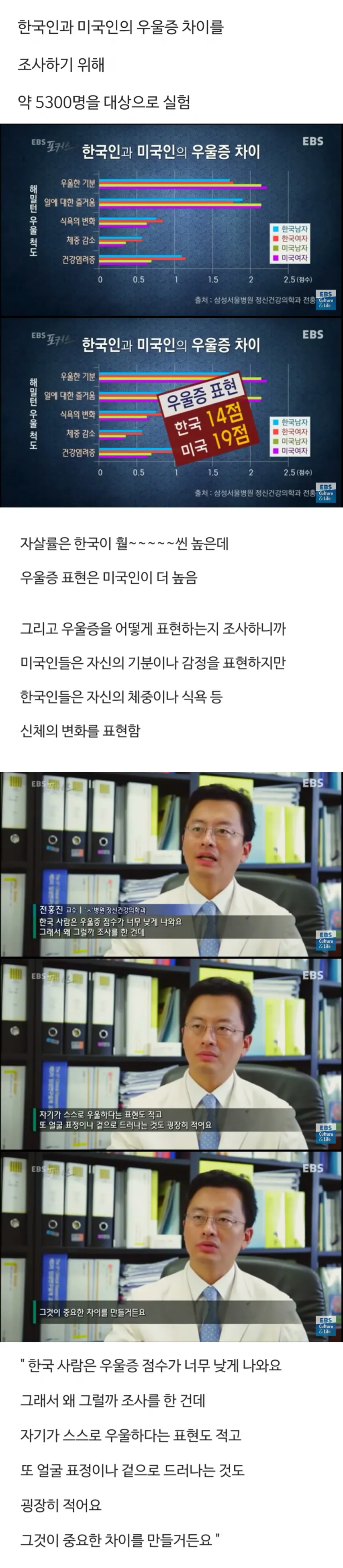 한국인과 미국인의 우울증 차이.