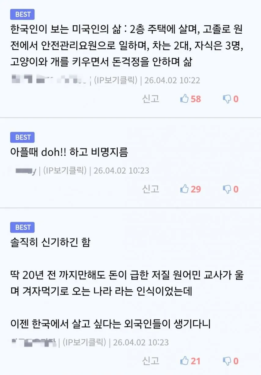 해외에서 보는 한국인의 삶