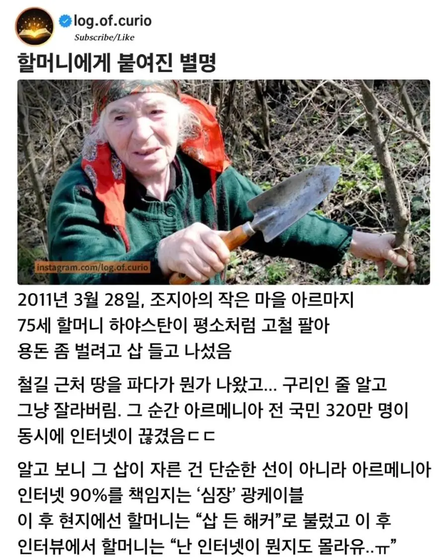 아르메니아의 심장을 찌른 삽든해커 할머니