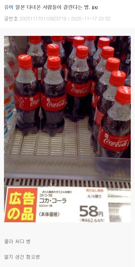 일본 갔다오면 걸리는 병...