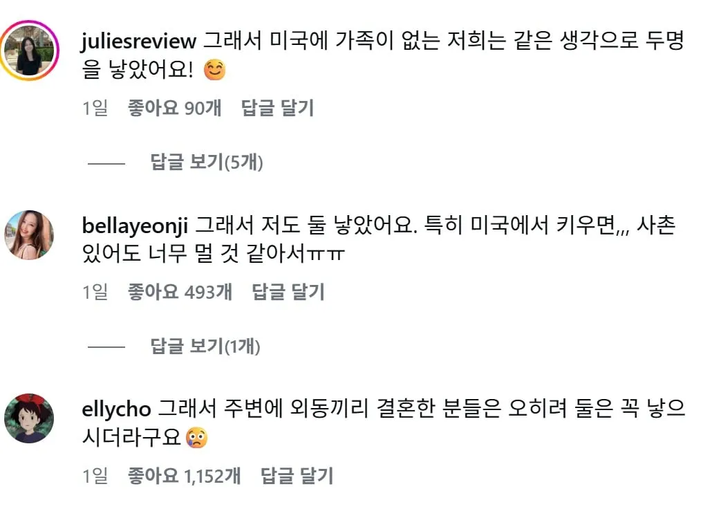 외동끼리 결혼하면 자녀들을 위해 다자녀를 낳는다는 사람들