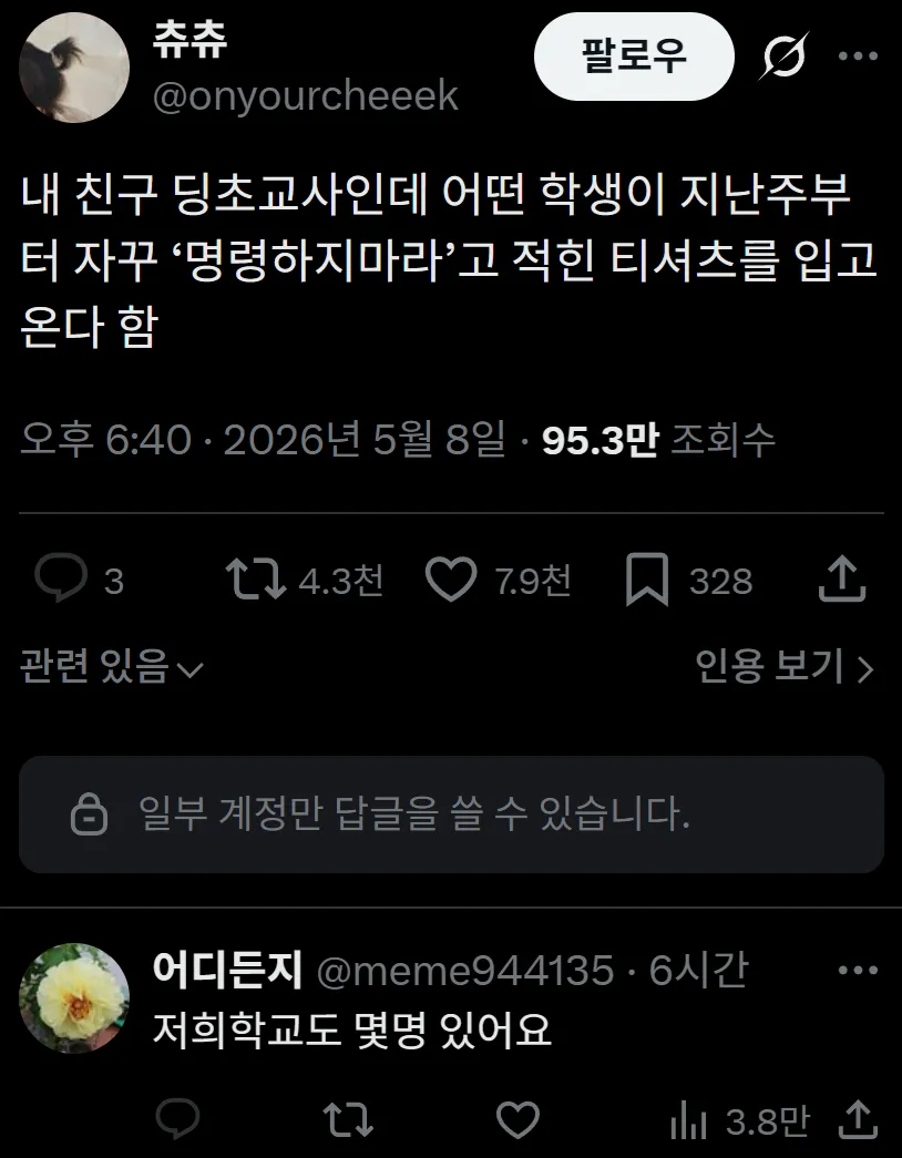 요즘 초등학교에서 유행한다는 티셔츠