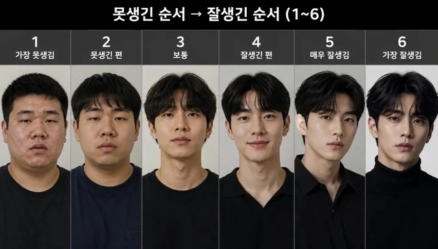못생김부터 잘생김 6단계