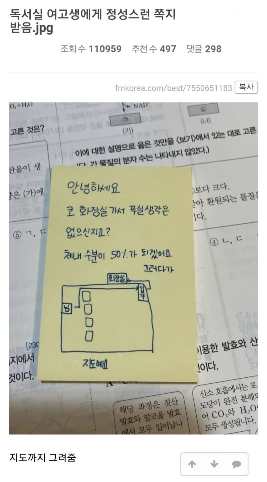 독서실 여고생 쪽지받은 펨코인