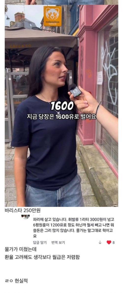 현실적이라는 프랑스 사람들 월급