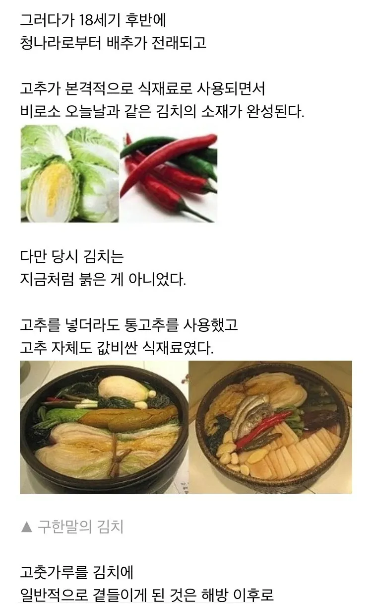 옛날 김치에 대해 알아보자