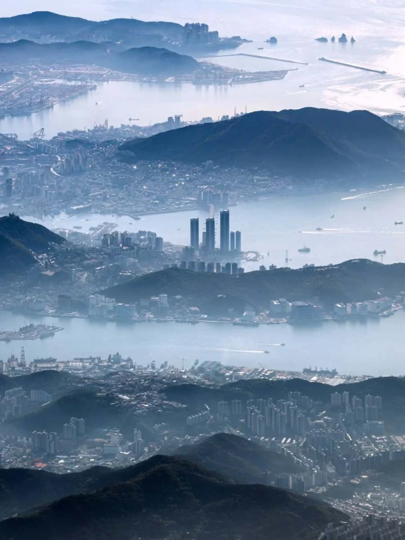 비행기에서 찍은 부산 항공뷰