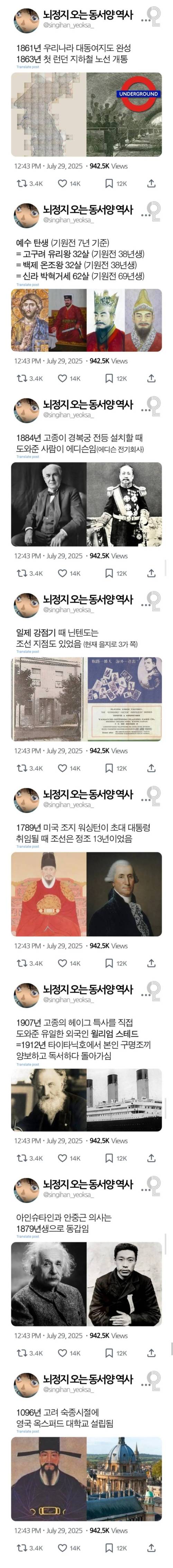 뇌정지 오는 동서양 역사 타임라인