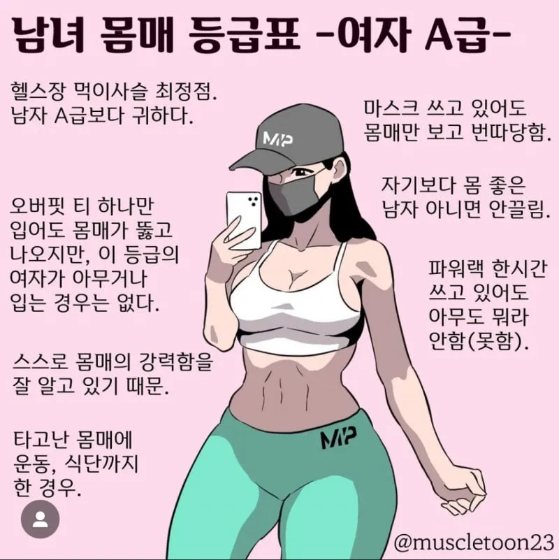 남녀 몸매 등급표 A~D