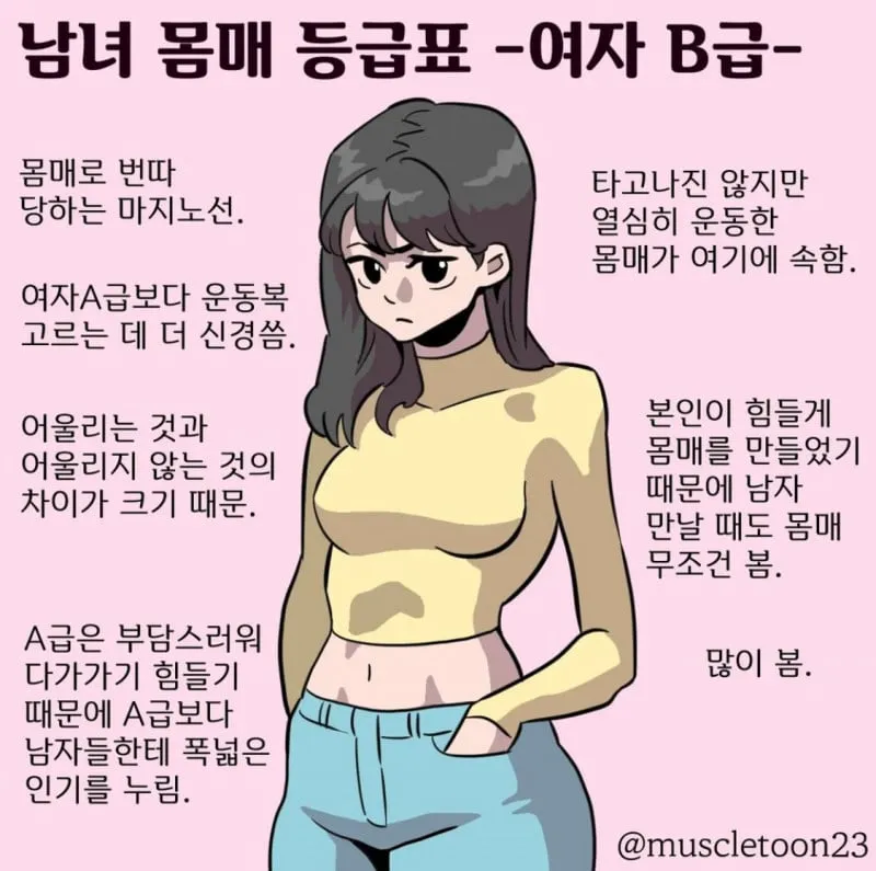 남녀 몸매 등급표 A~D
