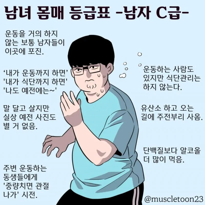 남녀 몸매 등급표 A~D