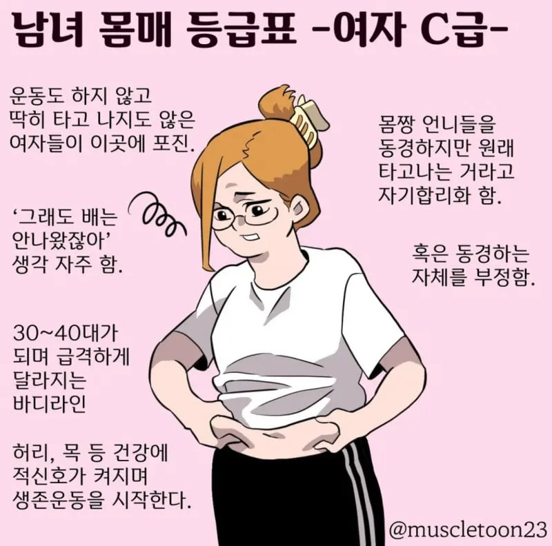 남녀 몸매 등급표 A~D