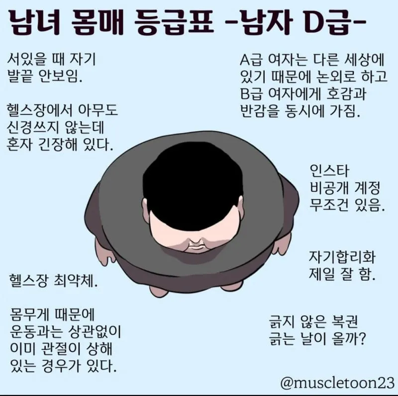 남녀 몸매 등급표 A~D