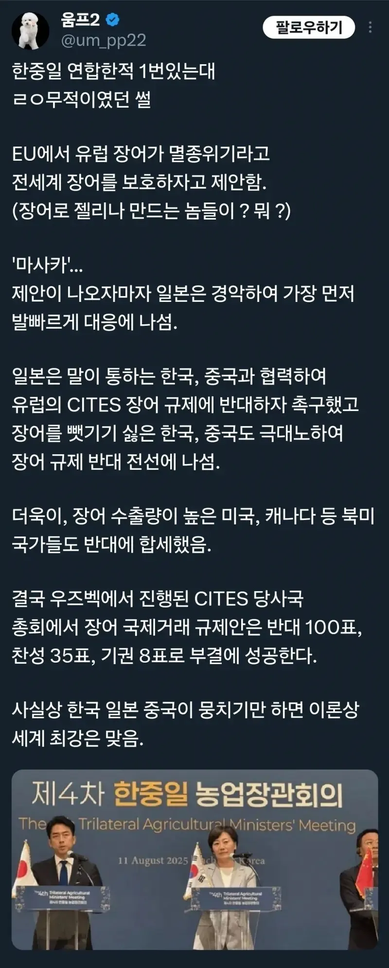 한중일이 연합한 몇 안 되는 사례.twt & news