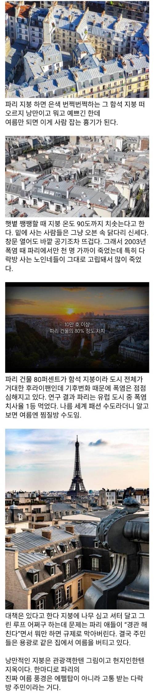 더위에 사람잡는 프랑스 주택의 지붕