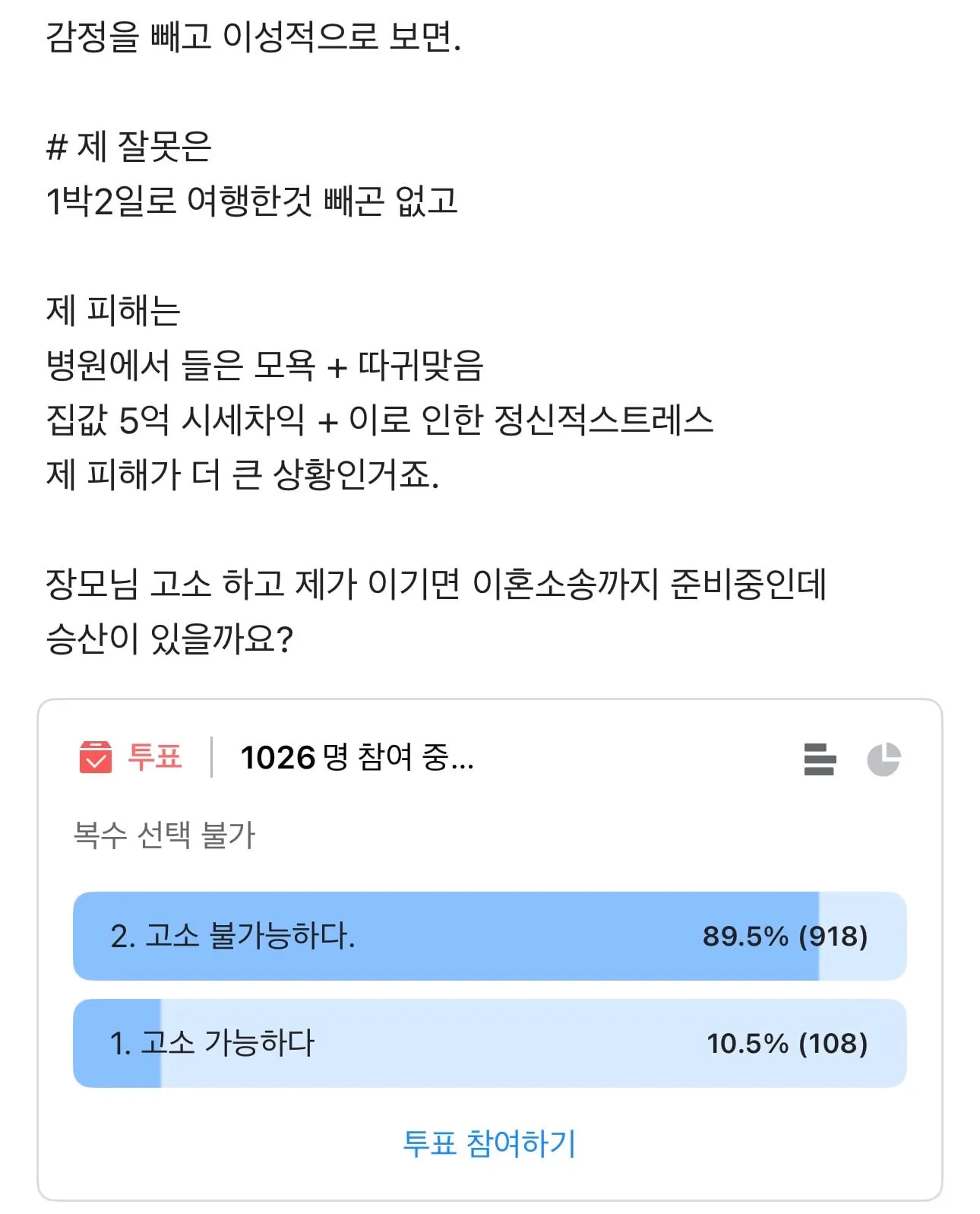 장모님을 고소하고 싶다는 사람