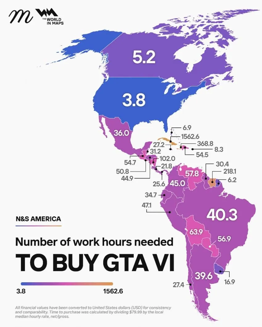 국가별 GTA6 사는데 필요한 노동시간(중위값)...jpg
