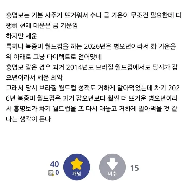 이미 2024년에 홍명보 사주를 쳐본 역학갤러 ㅋㅋㅋ