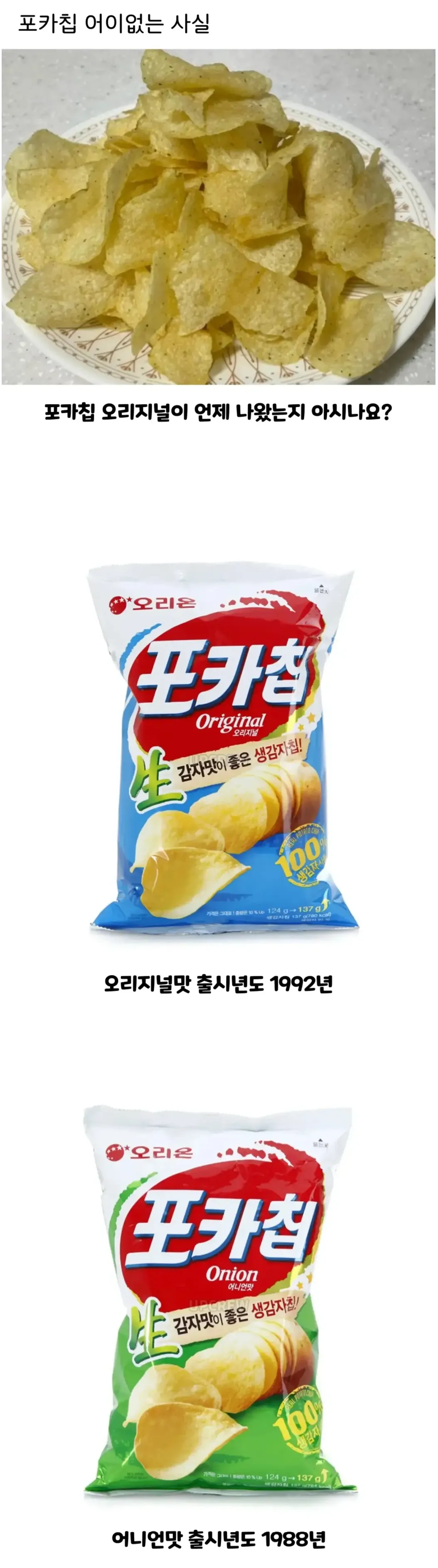 사람들이 잘 모르는 포카칩 오리지널맛 출시년도
