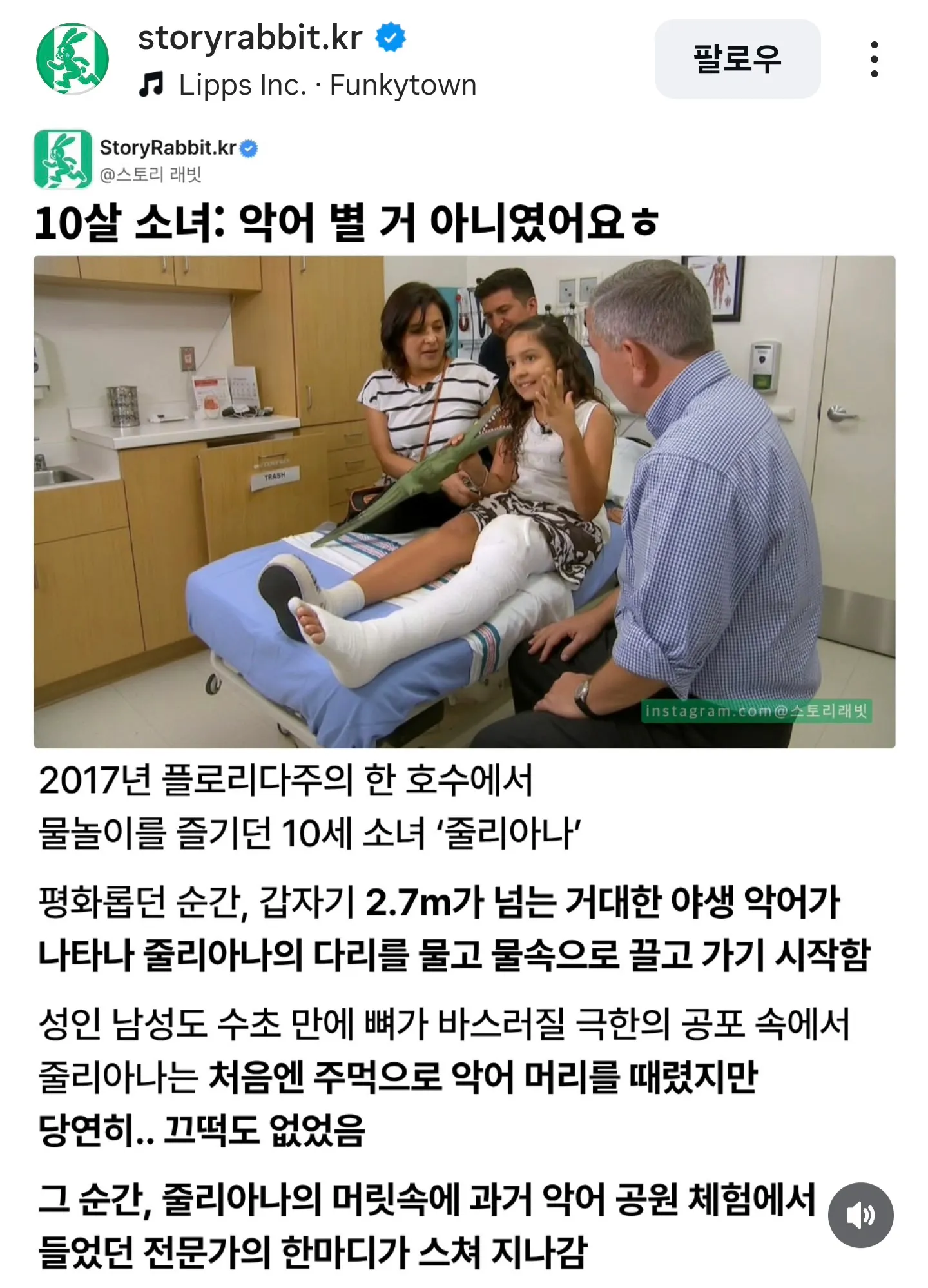 10살 소녀가 악어에게서 살아남은 방법