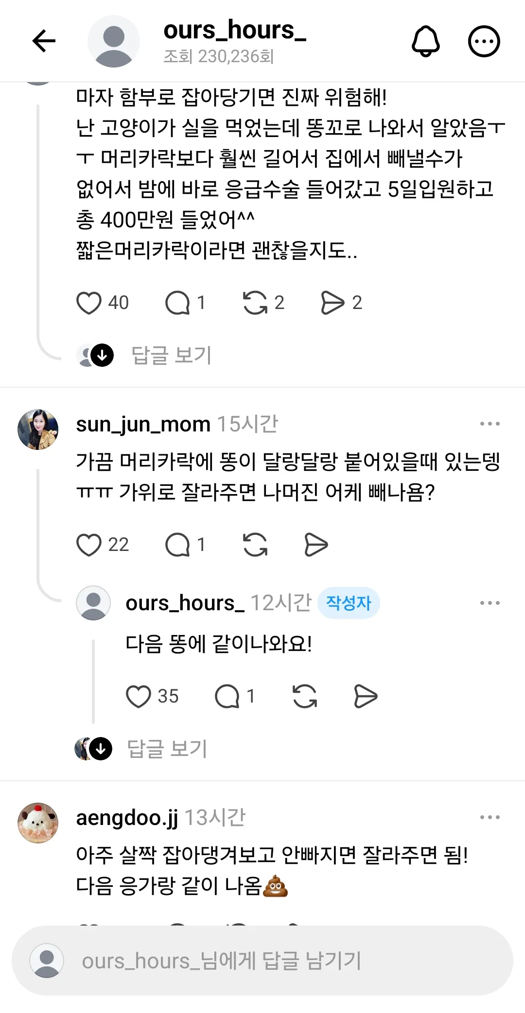 절대 강아지 항문에 머리카락 걸려있다고 잡아당기지마.jpg