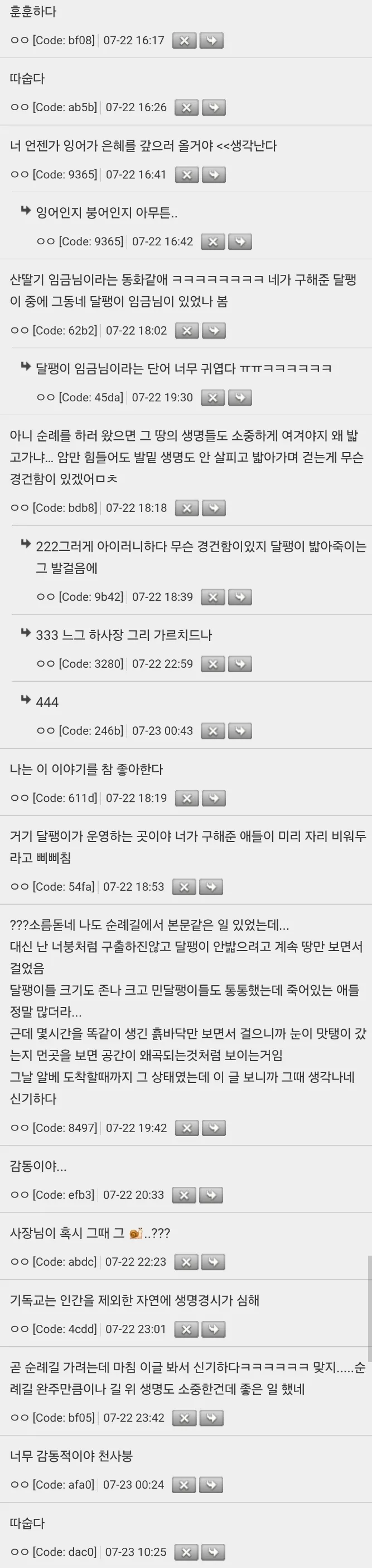 산티아고 순례길에서 받은 달팽이의 보은