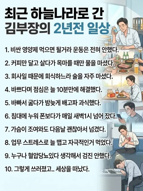 최근 하늘나라로 간 김부장의 2년전 일상