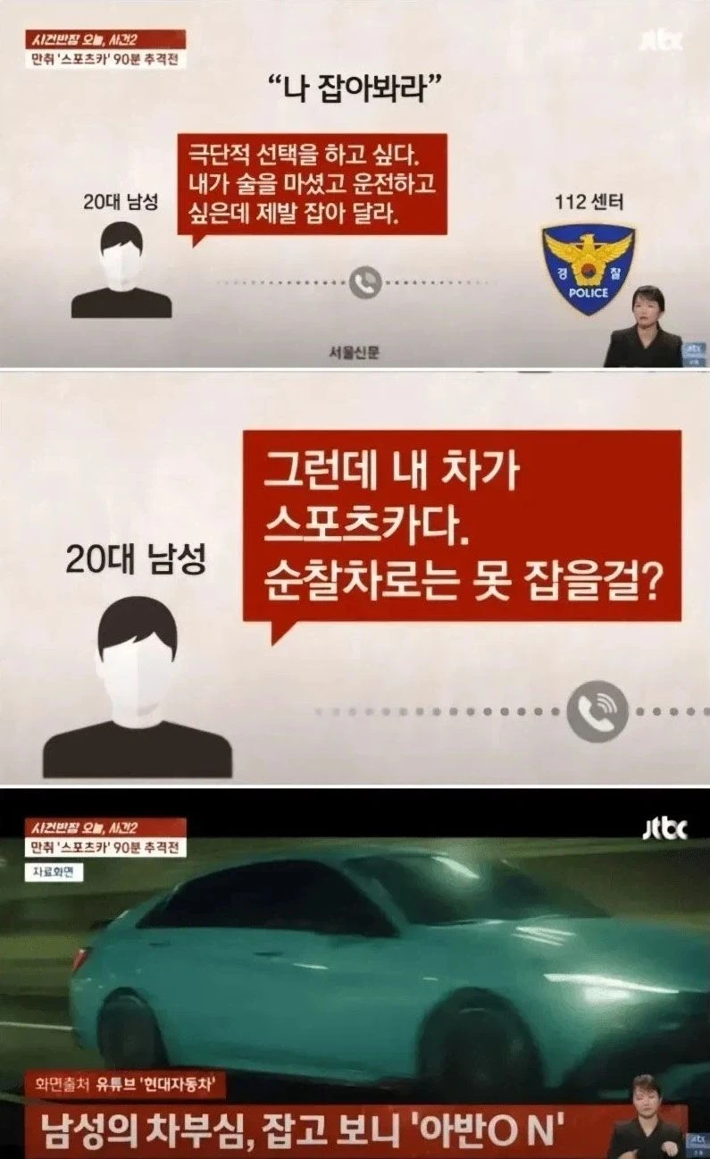 내차가...스포츠칸데...경찰차론 잡을 수 없을겁니다.