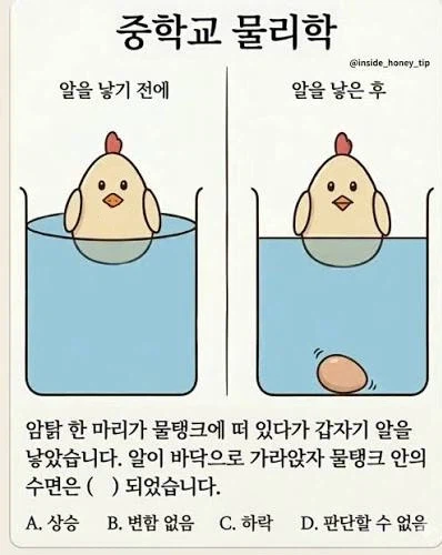 요즘 중학생 과학 문제