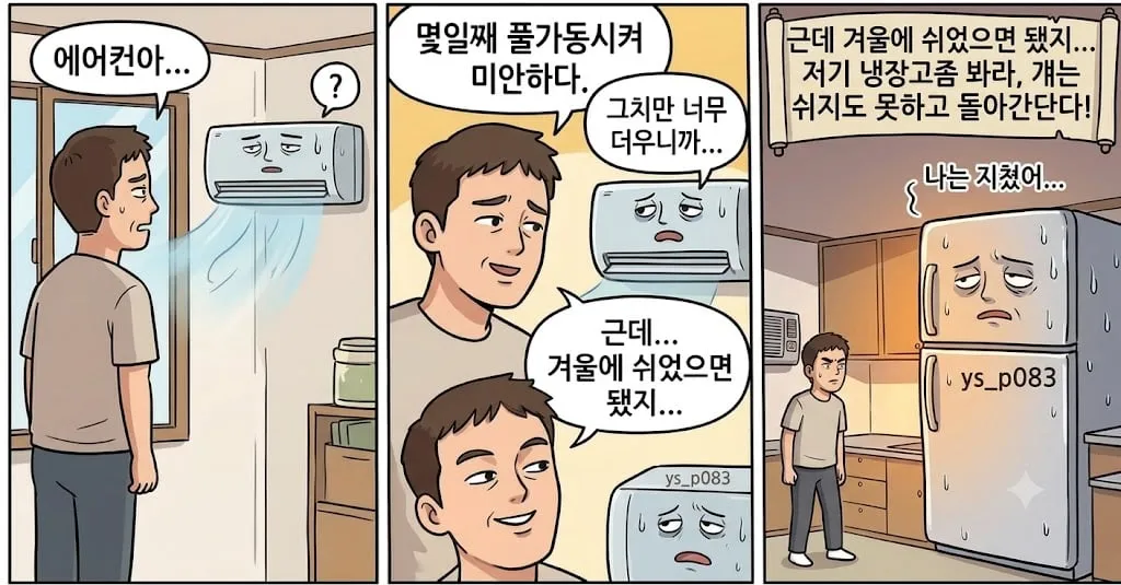 에어컨아 며칠째 풀가동해서 미안하다