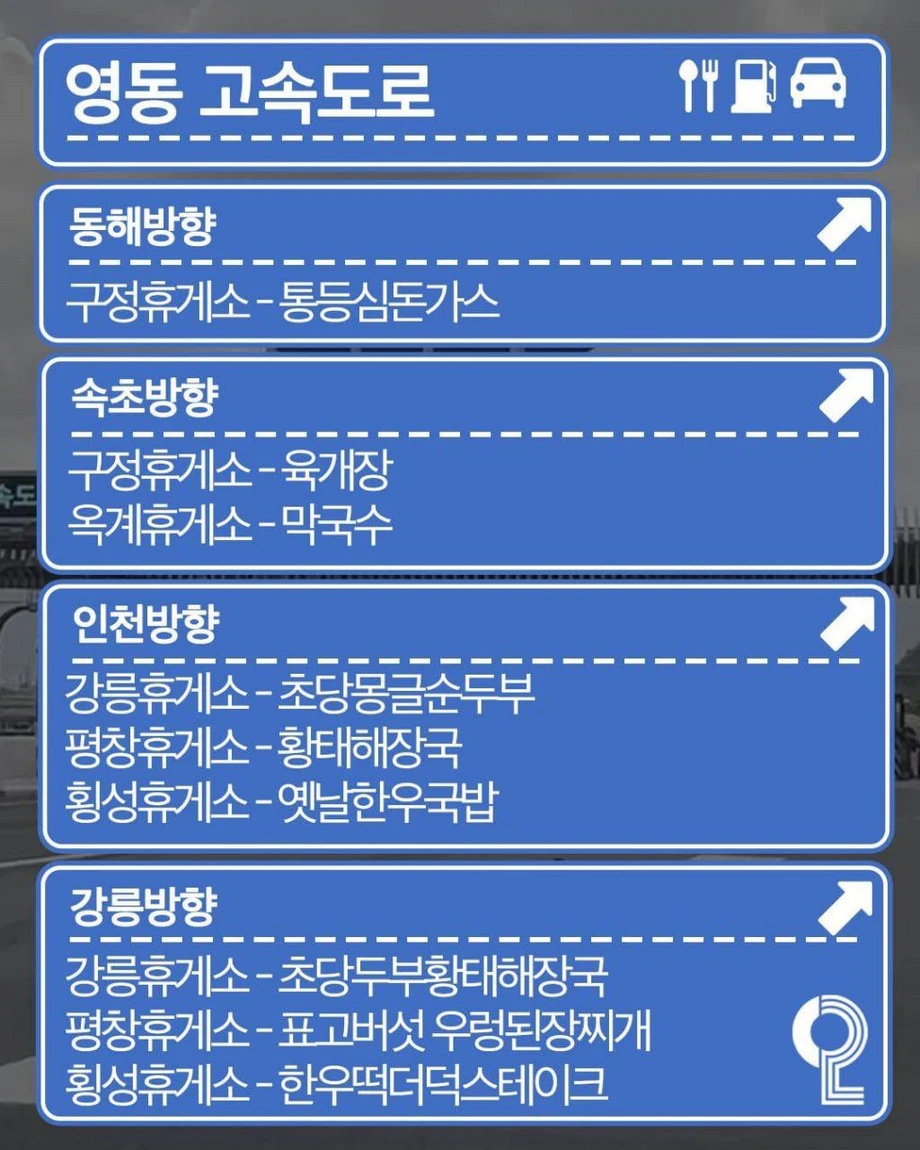 전국 휴게소 맛집 리스트 종결판