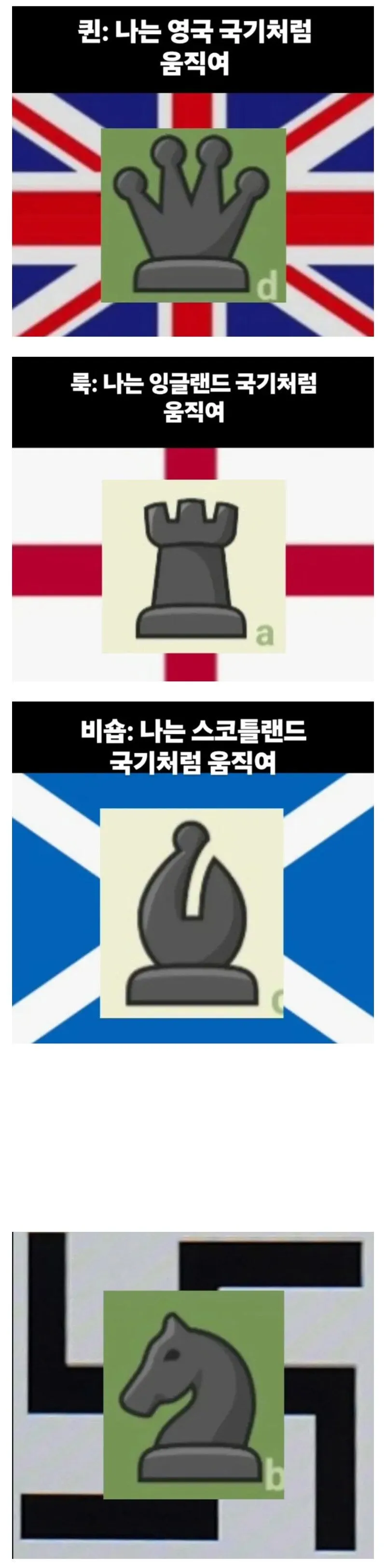 국기로 외운다는 체스말 이동 경로