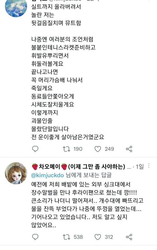 장수말벌 앞에서 아방수가 된 트위터리안