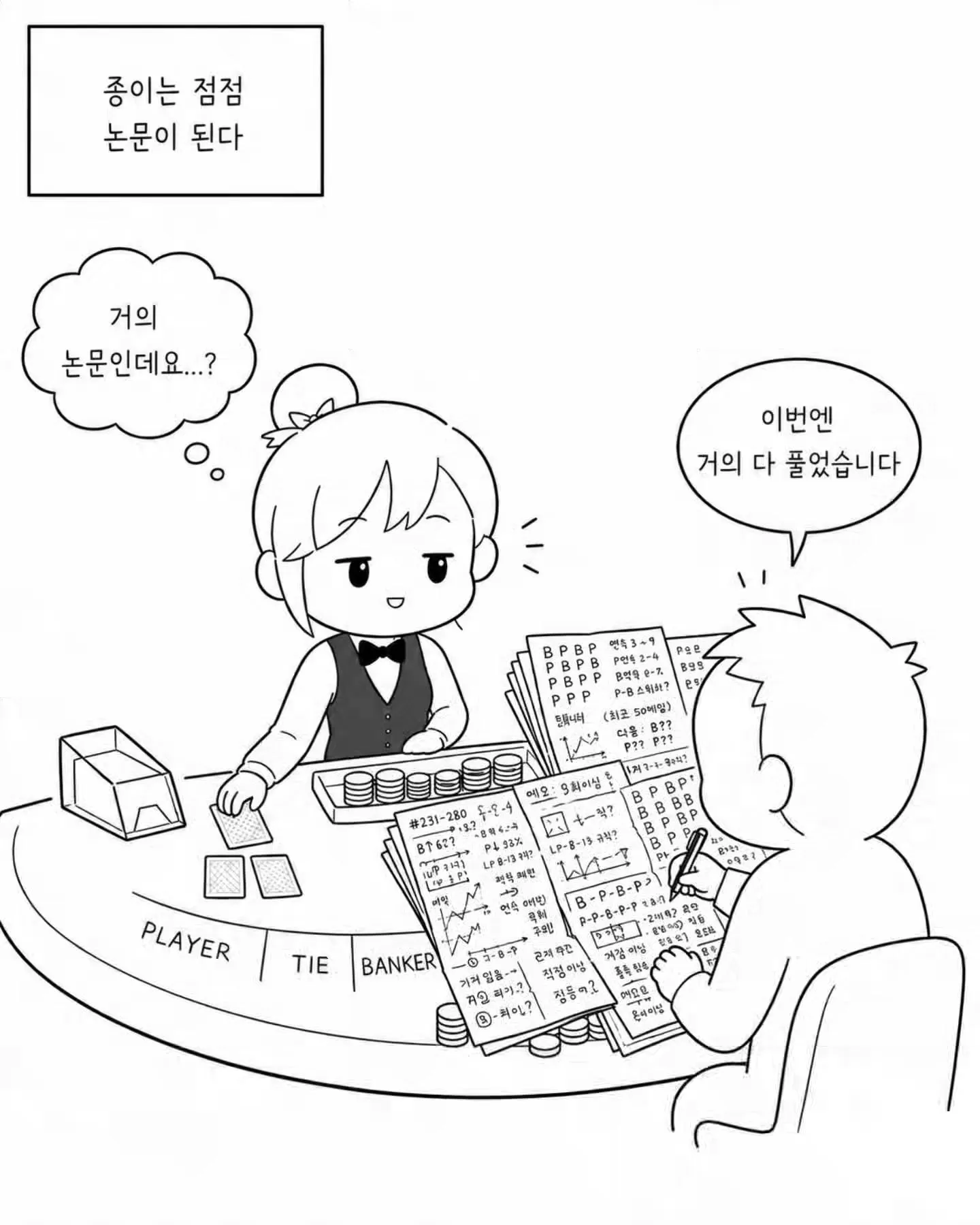 카지노에서 거의 논문을 쓰시는 손님.Manhwa