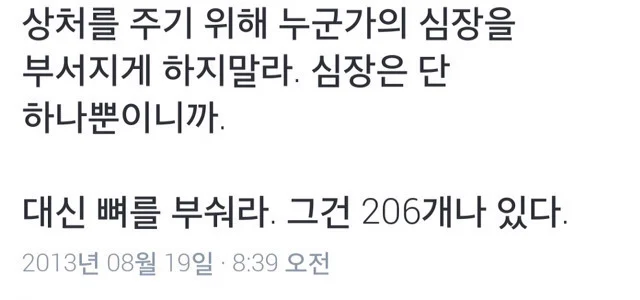 상처를 주기 위해 누군가의 심장을 부서지게 하지말라.jpg