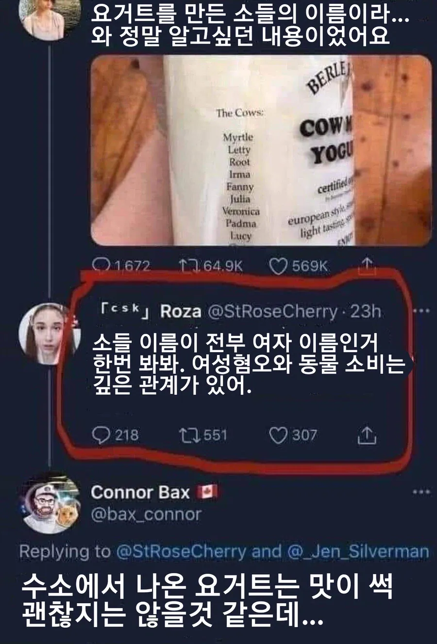 요거트를 만든 소들의 이름