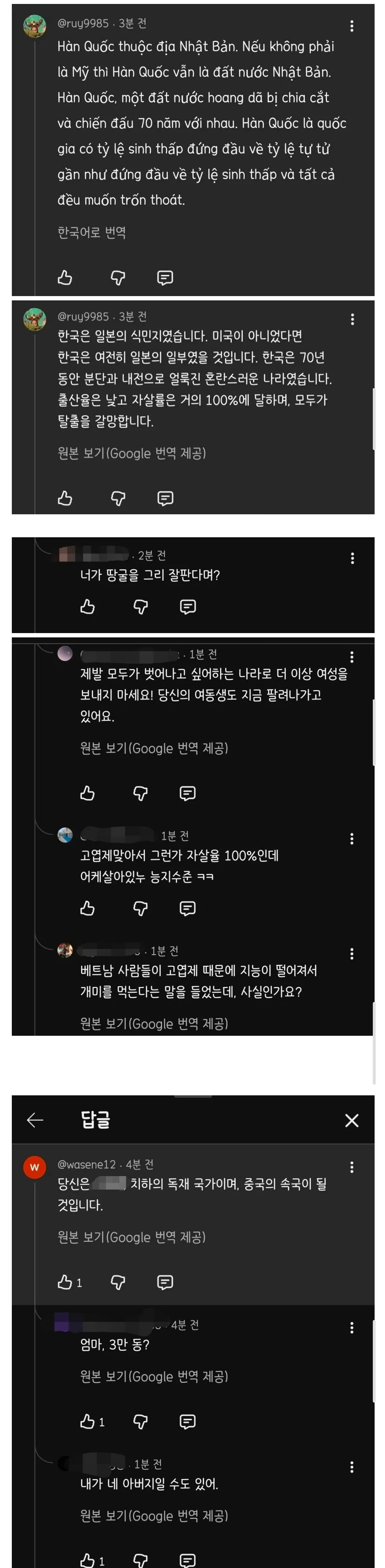 한국 비하하는 베트남인에게 역으로 극딜 넣는 사람들.jpg