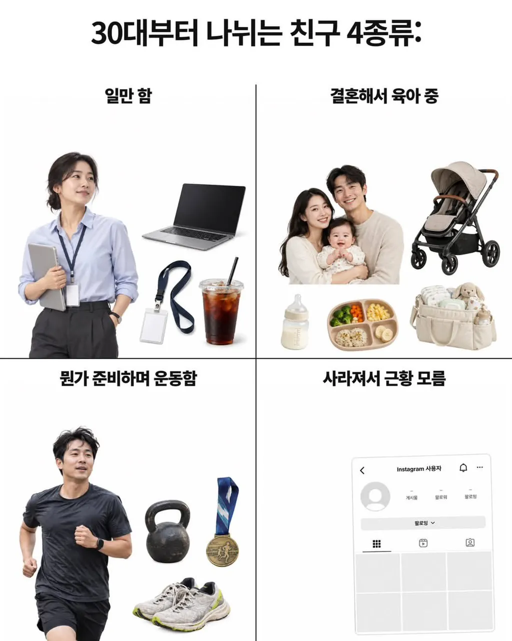 레벨존 인기 게시물 - 30대부터 갈리는 친구 유형
