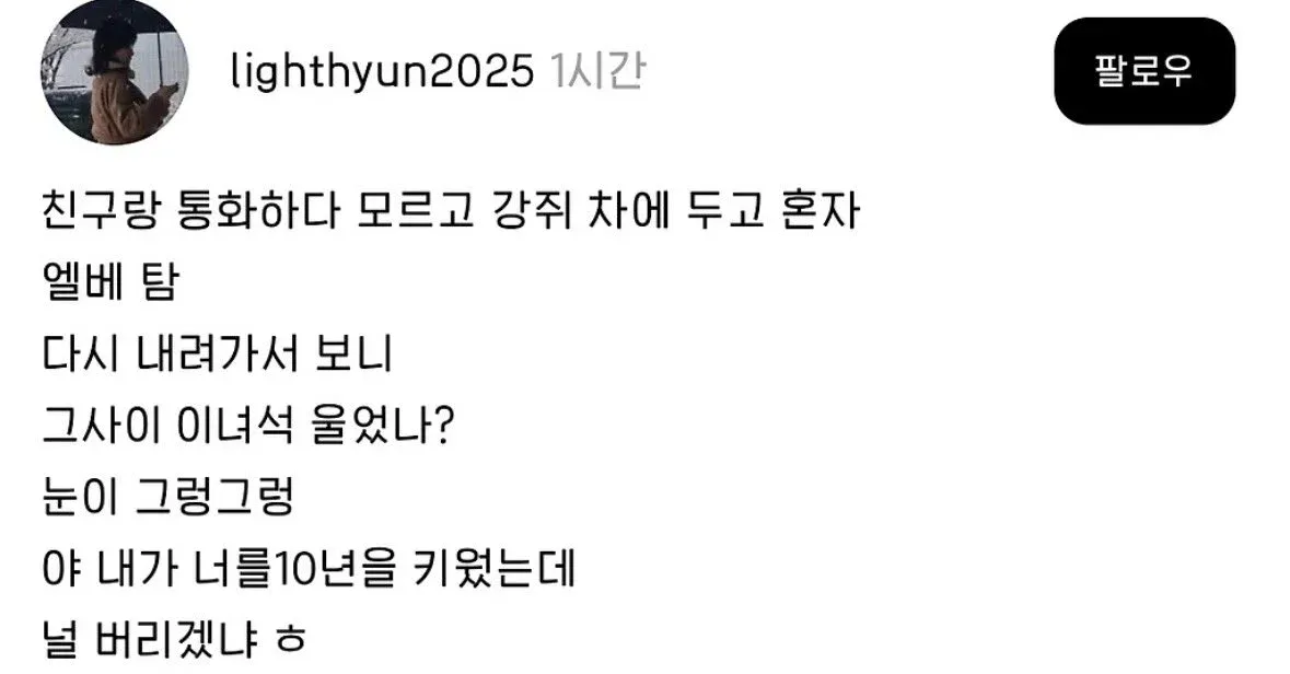 친구랑 통화하다가 강아지를 차에 두고 옴.jpg