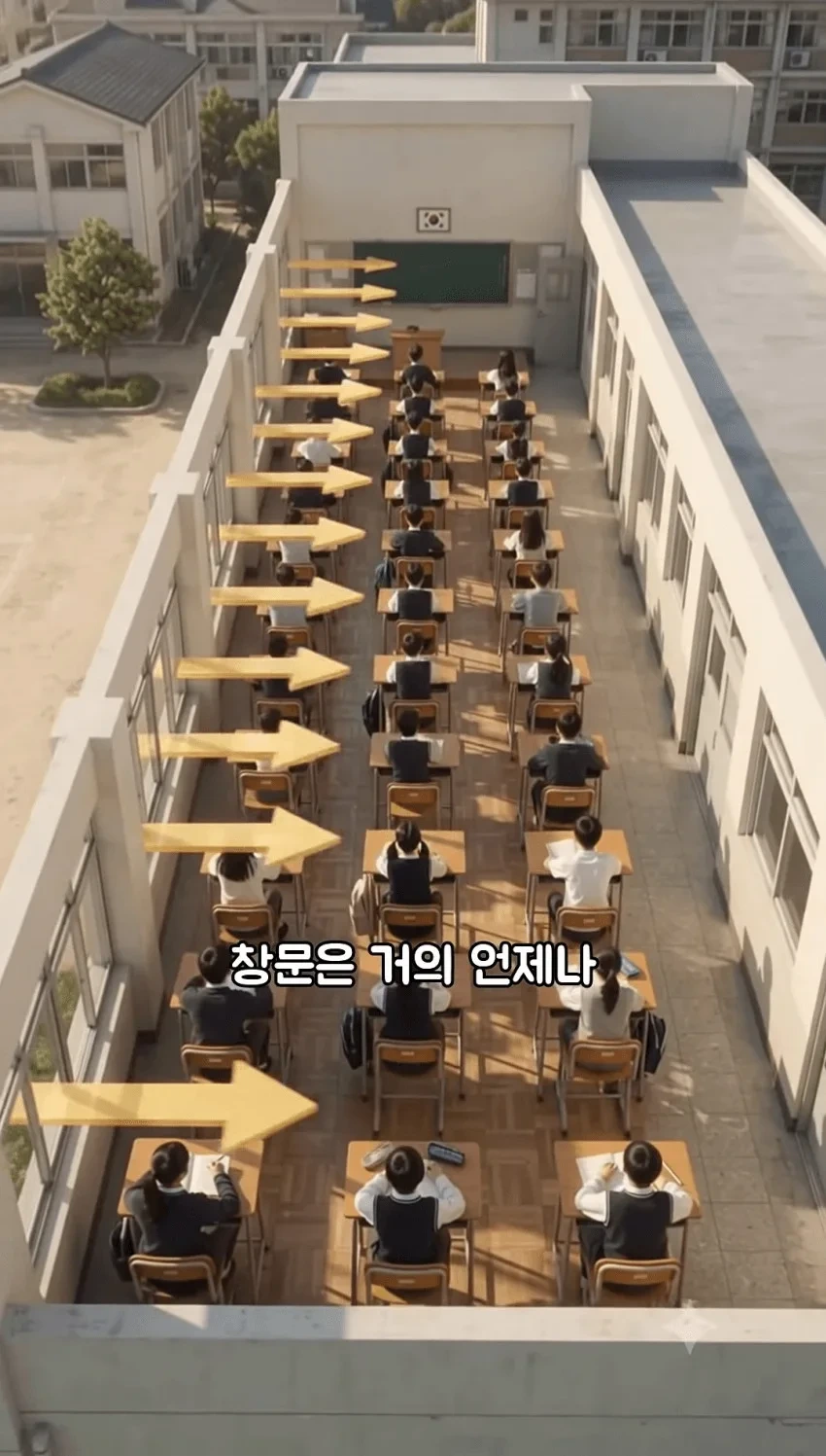 학교 교실의 창문이 거의 왼쪽에 있는 이유