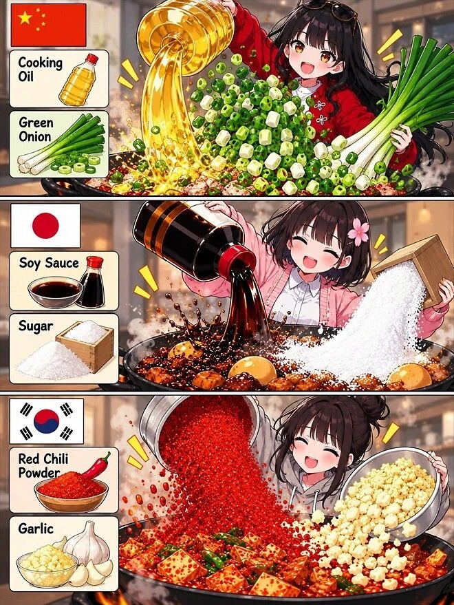 [만화] 한중일 요리할 때 절대로 안 아끼는 재료